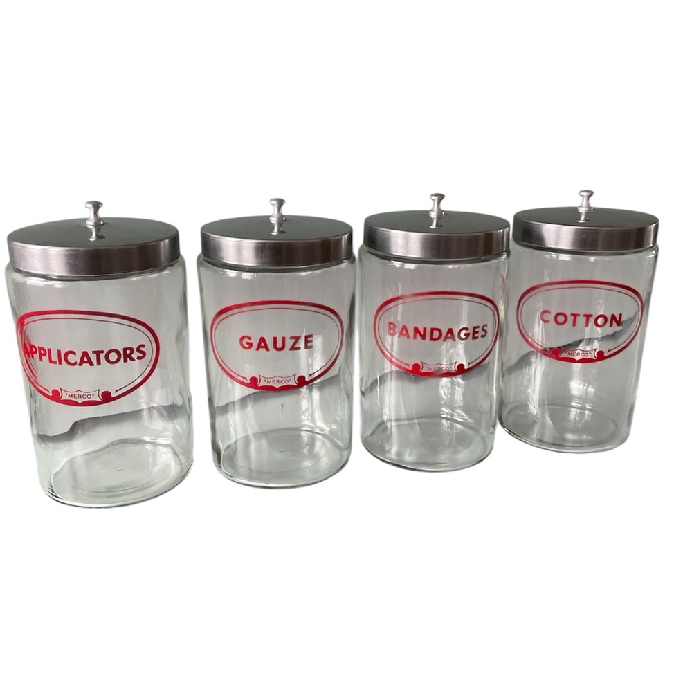 Vintage “MERCO” Medical Glass Jars with Lids